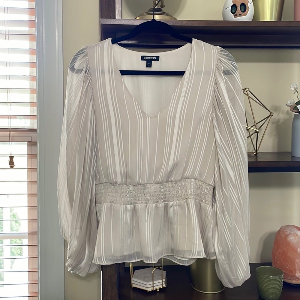 Express Striped Peplum Blouse